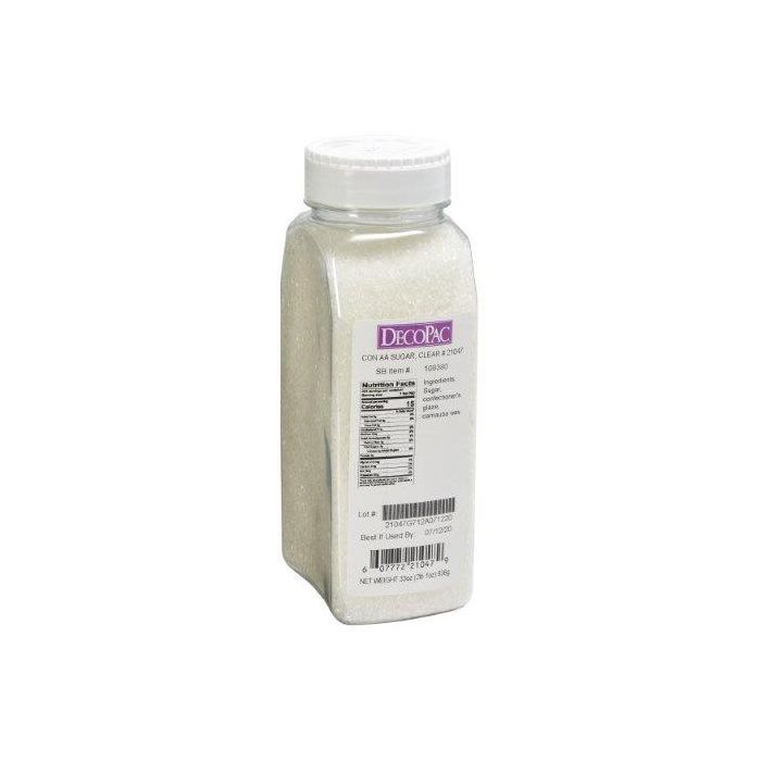 SANDING SUGAR - LARGE WHITE *CLEAR* W/CONTAINER - 33/OZ